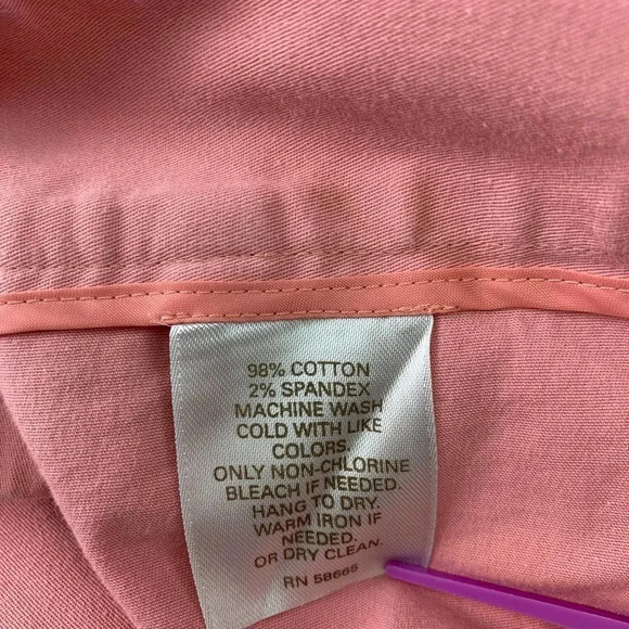 Halogen Cropped Straight Leg Trouser Pants Women Size 8 Pink Peach Fold Cuff Hem - Picture 13 of 13